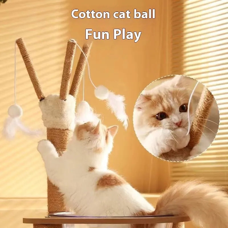 Wooden cat climbing frame with space capsule in luxury colour finish