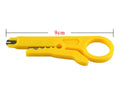 Yellow mini portable wire stripper with 0.6mm stripping diameter and snap-in metal blade holder