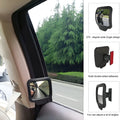 Compact car rear view mirror with plastic housing and glass surface, measuring 7x6x1cm.