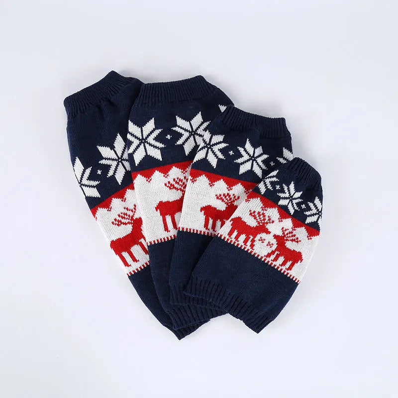 Navy blue knitted Christmas sweater for dogs in European style with acrylic material