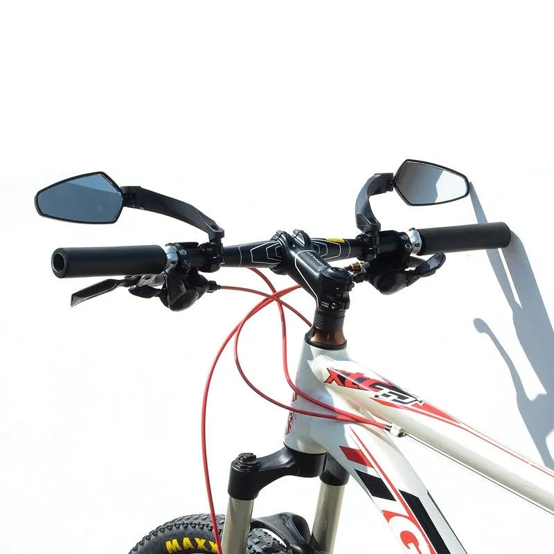 Black mountain bike rearview mirror made from PMMA acrylic measuring 210mm by 102.5mm