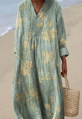 Casual long-sleeve floral shirt dress with a 3D printed pattern, shown in a 'Picture Style' colour.