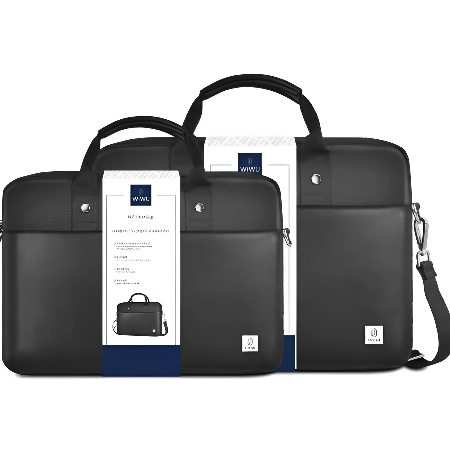 Black Oxford cloth laptop backpack showing multiple compartments and a lock, suitable for 14-inch or 15.6-inch devices.