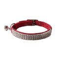 Colourful flocking cat collar with elastic buckle and gang drill pattern in pink, black, red, blue, purple, and dark brown.