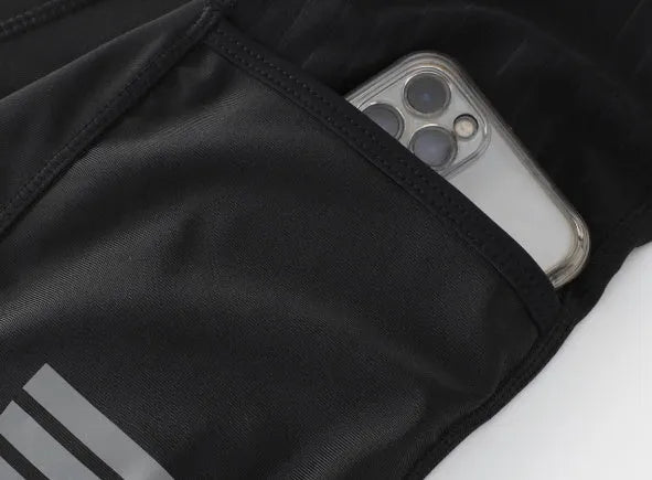 Cycling shorts with integrated padding in black, grey, or navy blue with seven-inch inseam