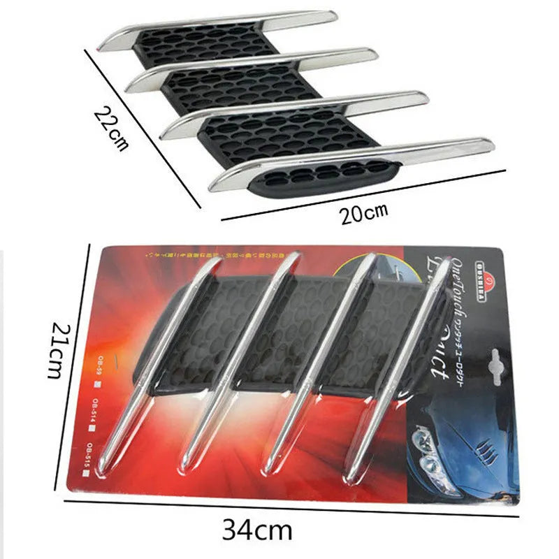 Pair of black ABS car side air outlet stickers for hood and side door modification