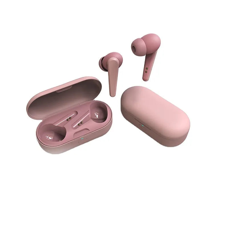Black, blue, green, pink, and white ANC active noise cancelling Bluetooth in-ear headphones.