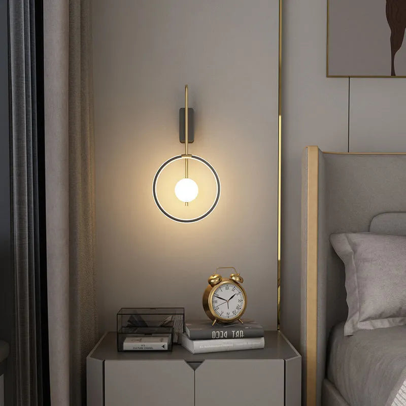 Nordic LED ceiling lamp with acrylic shade and inner ring luminous design for bedroom or living room wall mounting