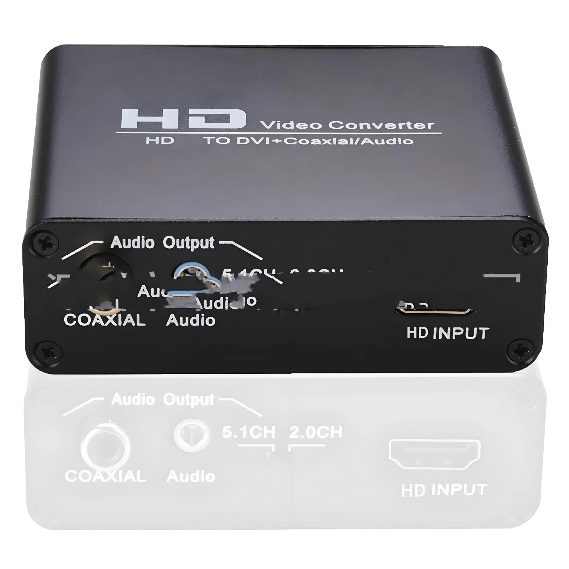 Black HDMI to DVI video converter with coaxial audio output and a 1.5-metre long cable