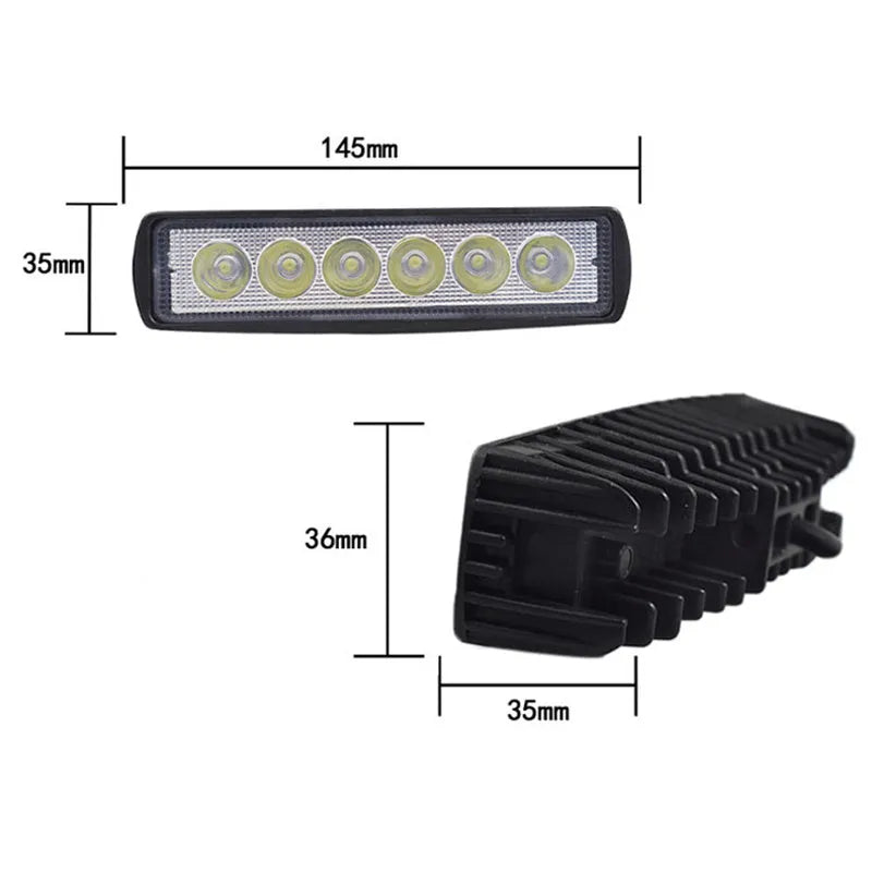 Black die-cast aluminium car auxiliary LED spotlight with a PC cover, shown for bracket mounting.