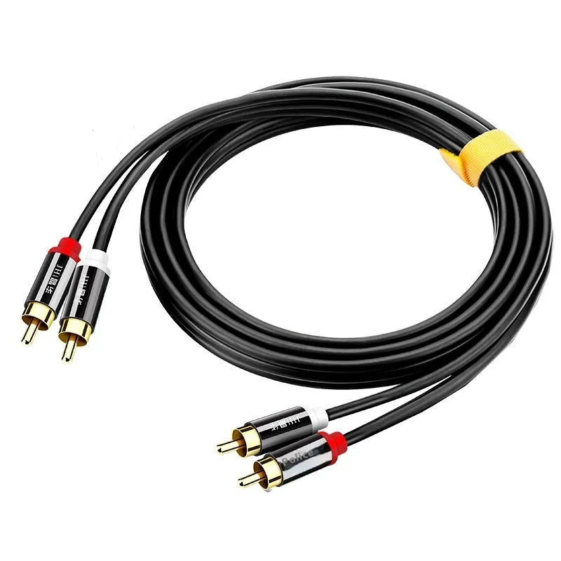 Gold-plated two-to-two double-connected flower head audio cable for RCA connections