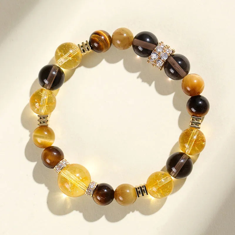 Natural yellow tower crystal string beads bracelet with 10mm Jinba large comprehensive design