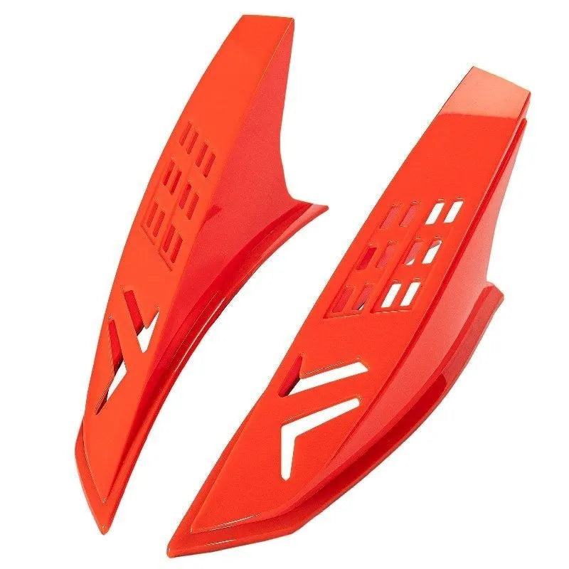 Pair of colourful decorative horns for customising a children's full-face motorcycle or ski helmet.