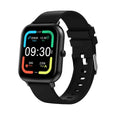 Bluetooth smart watch with touch screen displayed in black, silver grey, pink, and khaki colour options.