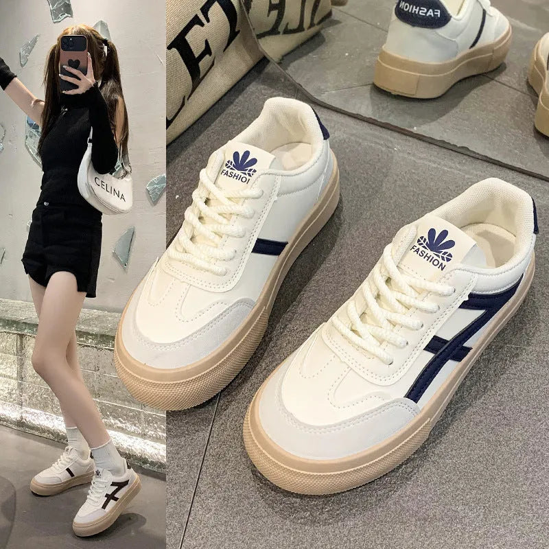 Classic blue or brown casual board shoes with patent leather finish and rubber soles