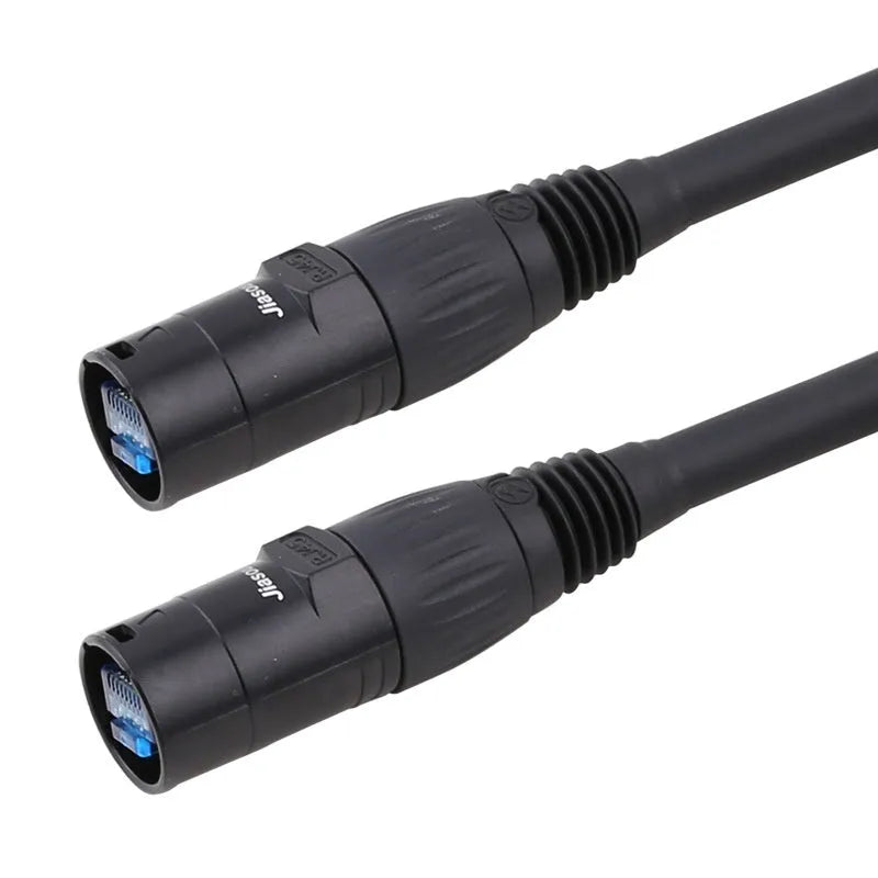 Black CAT6 RJ45 network extension converter cable showing plug connectors.