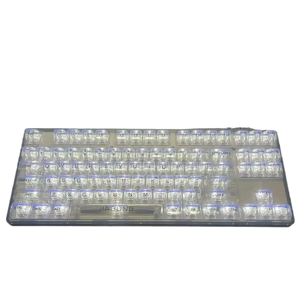 Universal transparent plastic key cap set with 132 pieces for mechanical keyboards