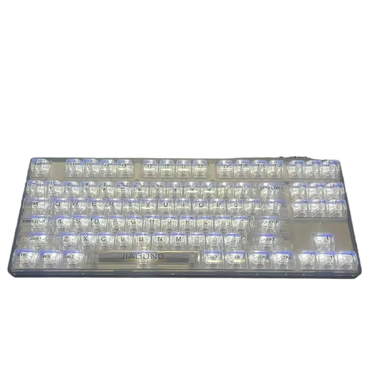 Universal transparent plastic key cap set with 132 pieces for mechanical keyboards