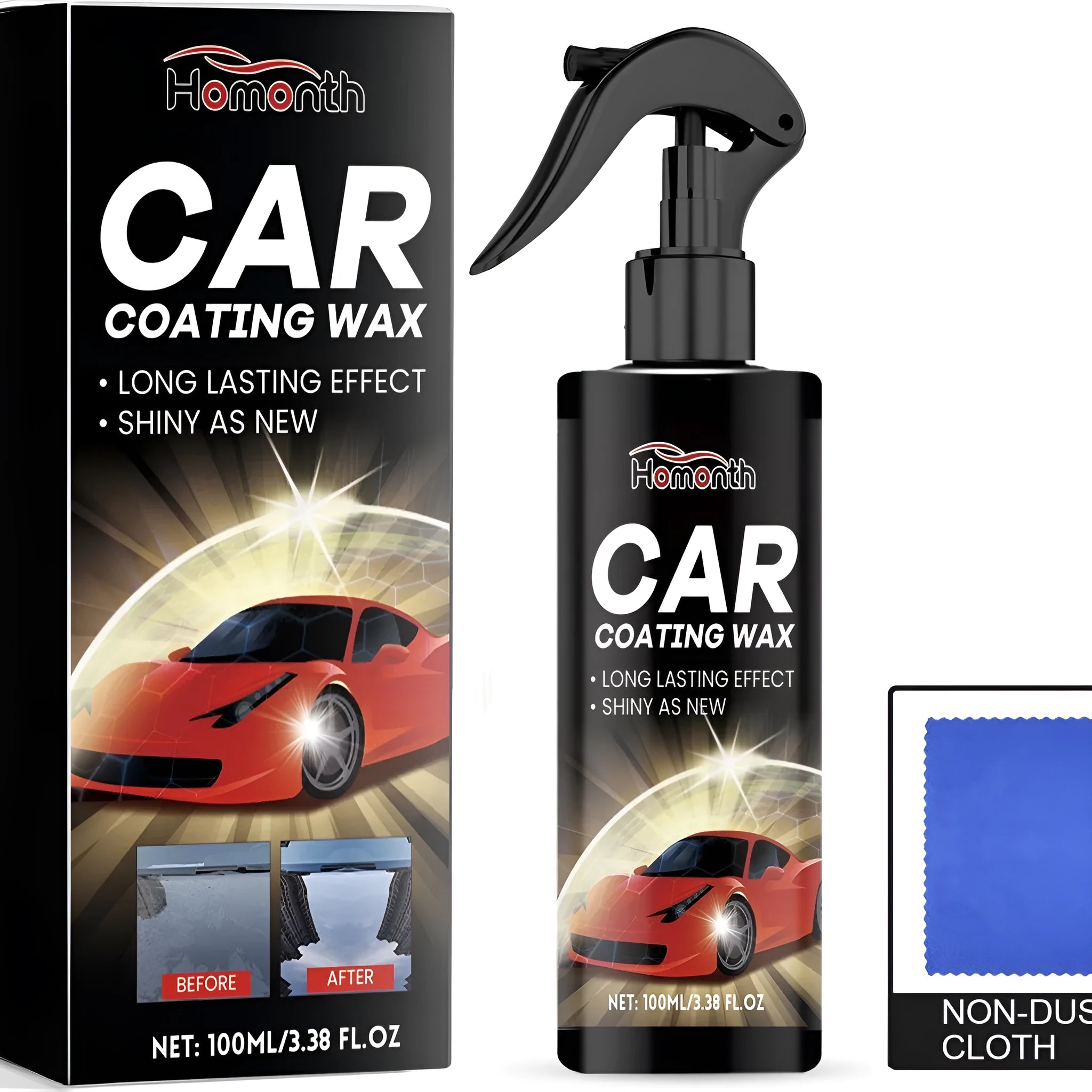 Car coating wax bottle and application cloth for vehicle surface maintenance
