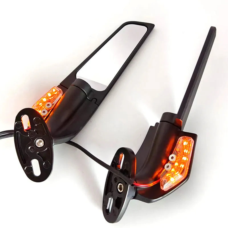 Pair of yellow light motorcycle spoiler rearview mirror reflectors with aluminium alloy housing