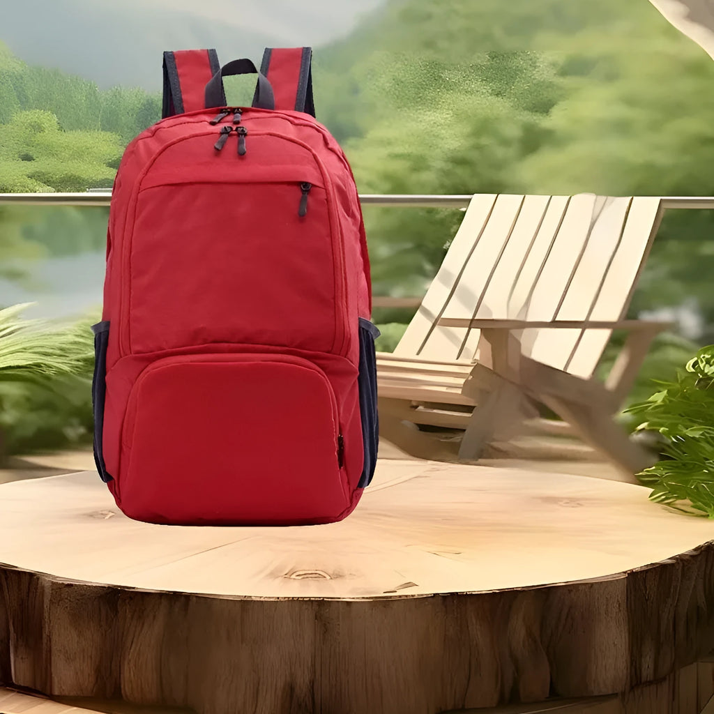 26-inch foldable backpack in waterproof Oxford cloth, shown in one of seven colour options.