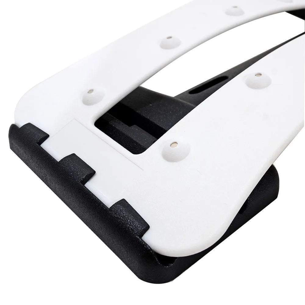 Portable lumbar massage spine stretching support in white and black with massage magnet