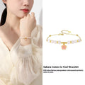 Pink S925 silver bracelet with cherry blossom pendant and Hetian jade beads