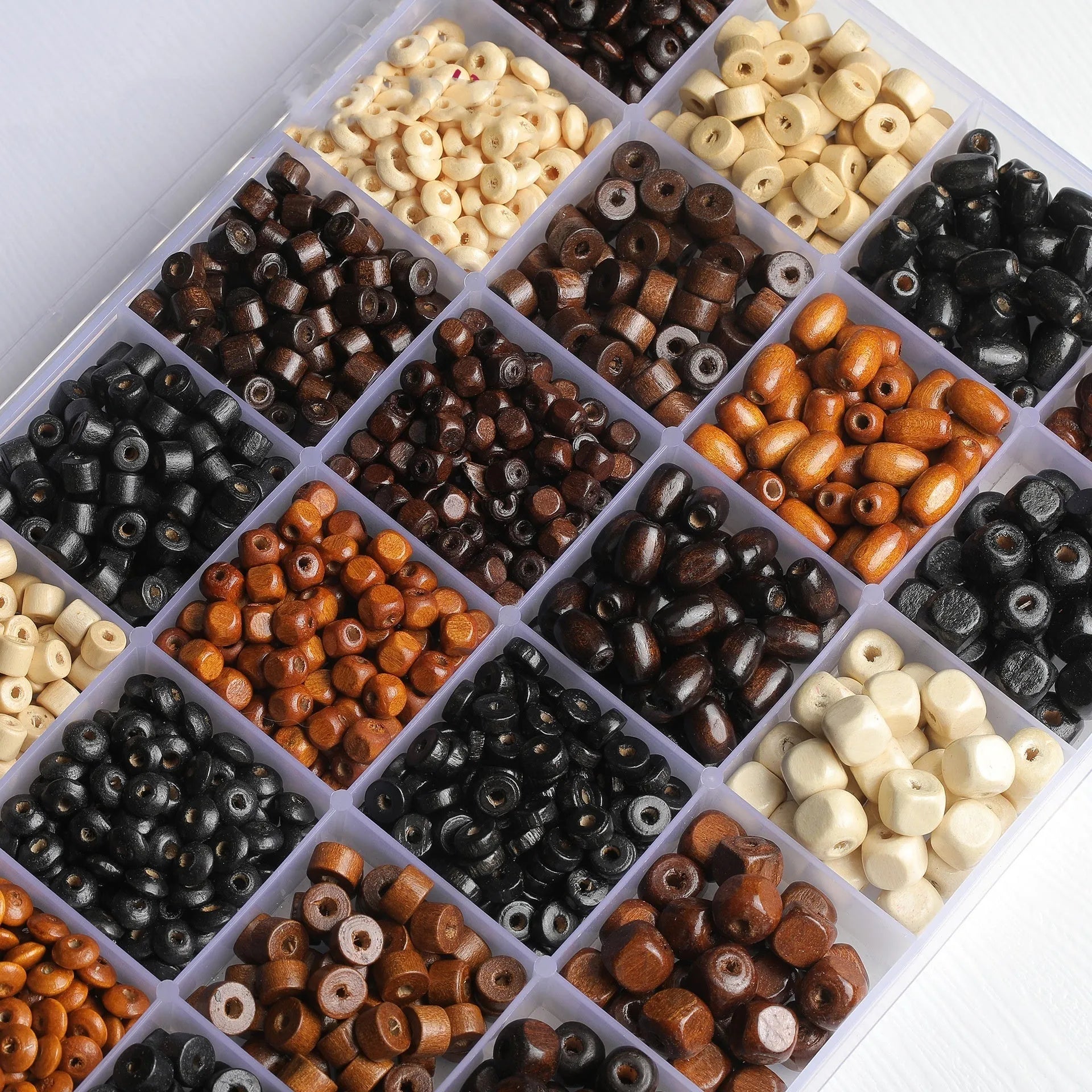 Mixed colour solid wood beads for DIY vintage jewellery making with ethnic style