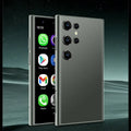 Mini smartphone with 30-inch screen in black, green, or pink purple colours showing Android interface