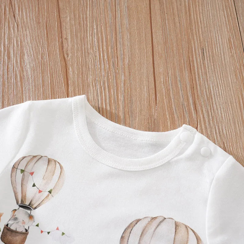 Summer baby romper short sleeve thin polyester jumpsuit with printed design for unisex newborn 52-90cm