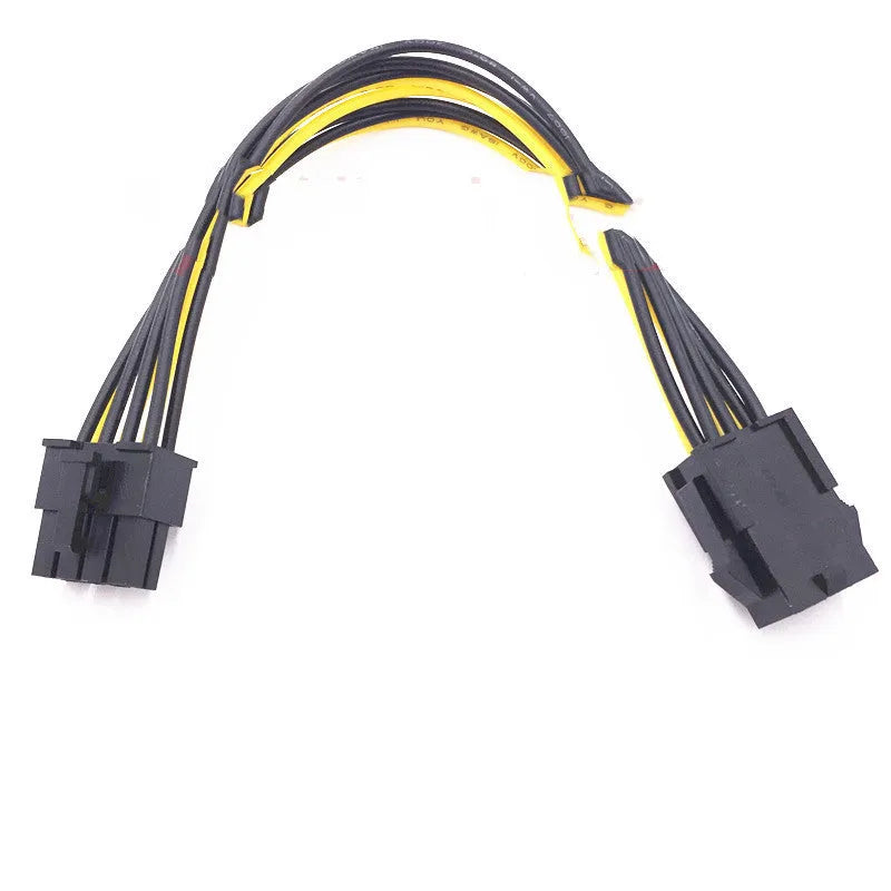 Black 6-pin to 8-pin graphics card power extension cable showing 20cm length and connector details
