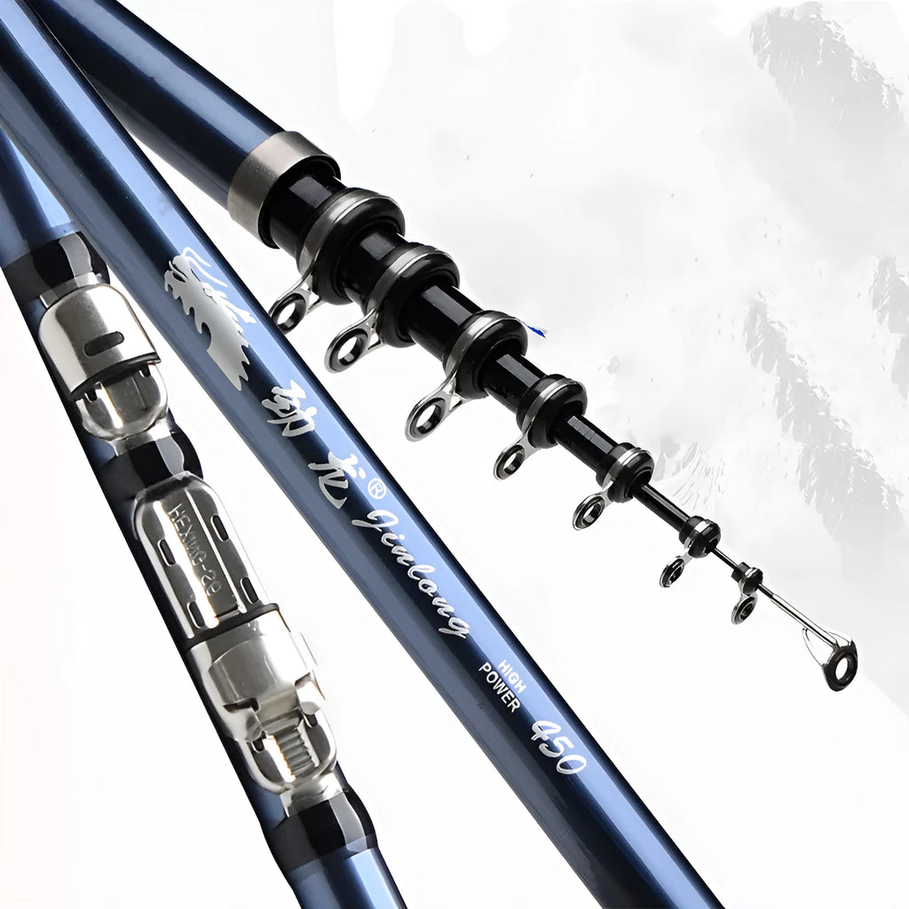Blue carbon rock fishing rod 2.7m to 5.4m single pole for ocean rock fishing