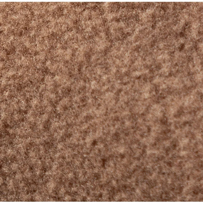 Brown fleece dog jacket with beige white and brown bear embroidery on side, side-button closure, small embroidered pocket, for small breeds