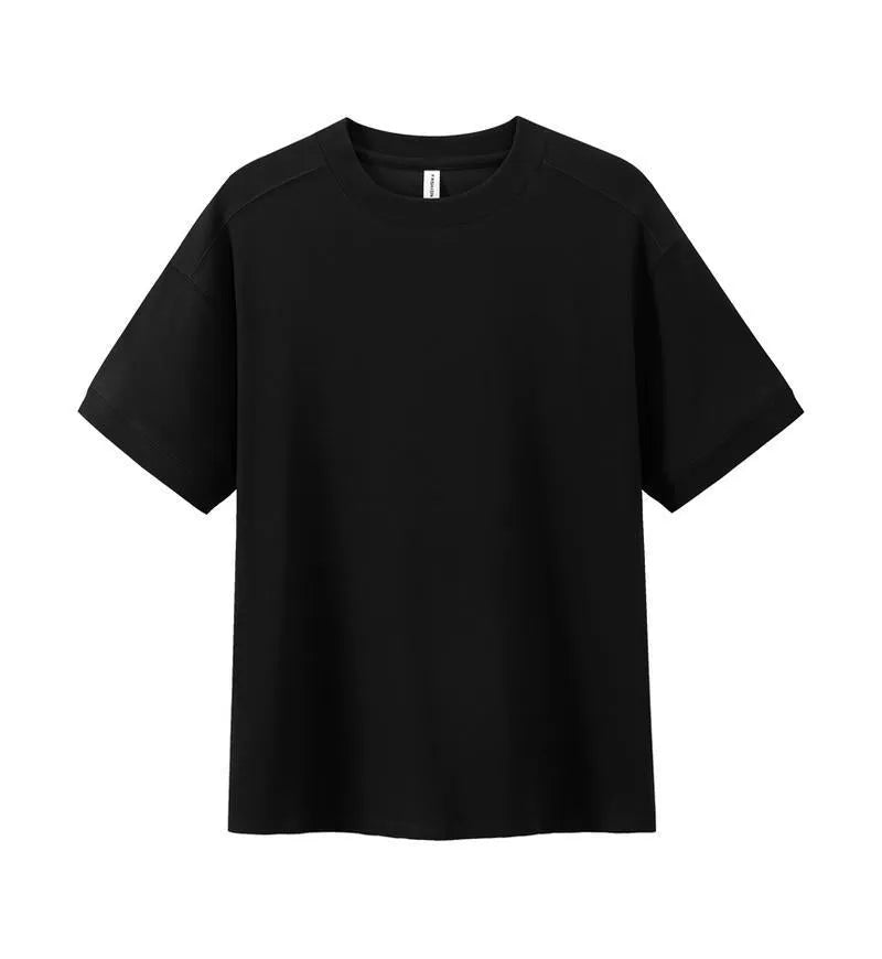 Short-sleeved loose-fit cotton pique T-shirt for youth in solid colour options