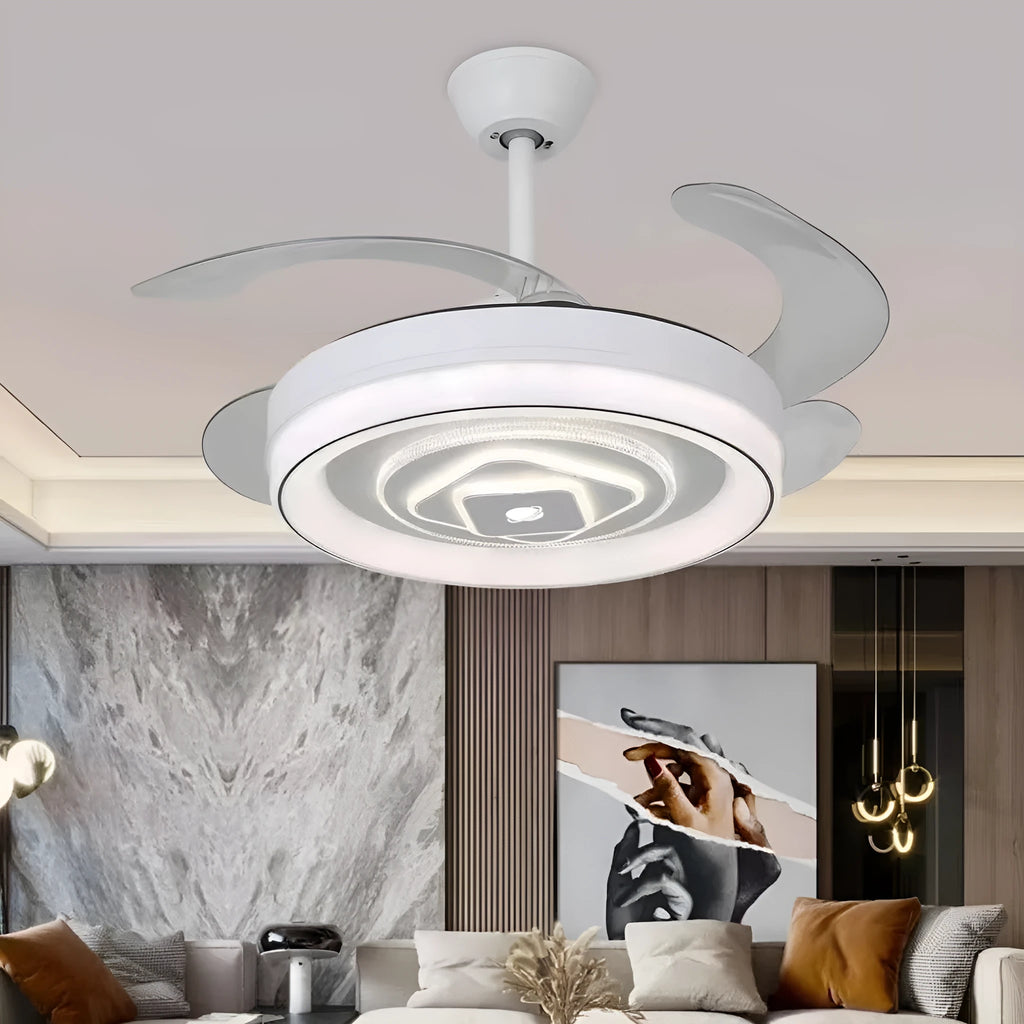 Modern Nordic style ceiling fan with integrated light and decorative ABS blades.