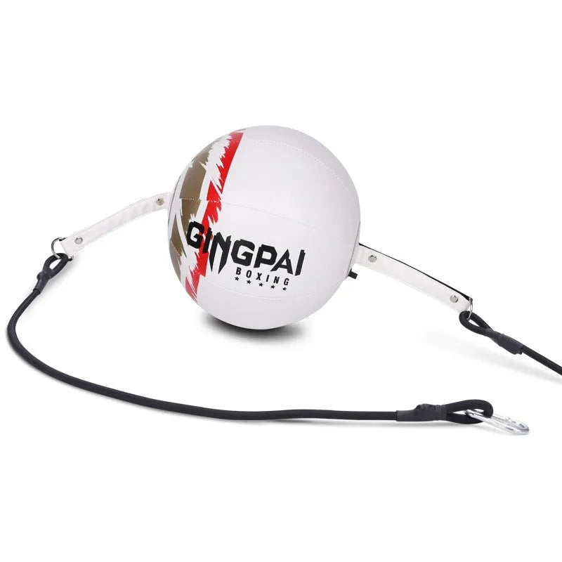 Hanging boxing speed ball training equipment in black, black and green, or white PU construction