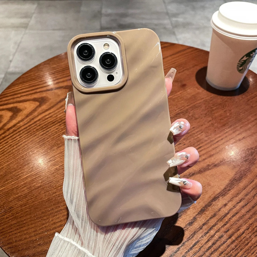 TPU soft shell phone case with three-dimensional pleated pattern in black for iPhone