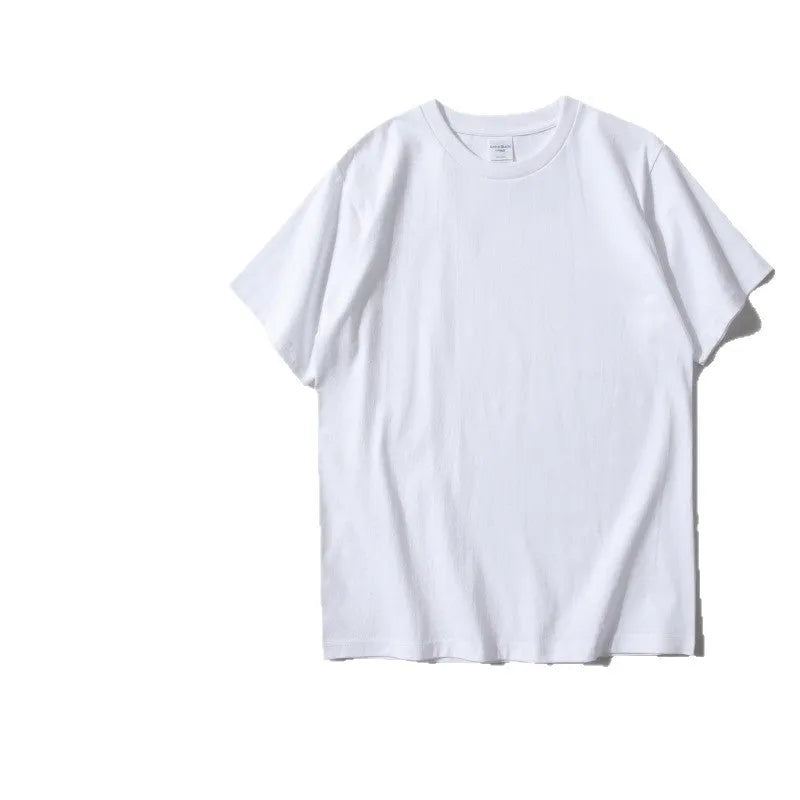 Heavy cotton loose-fit T-shirt for teenagers in solid colour with short sleeves