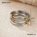 Women's gold-plated stainless steel stacked ring set in three colour options with exaggerated design