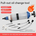 Manual oil pump syringe tool with suction and injection ports for fluid transfer