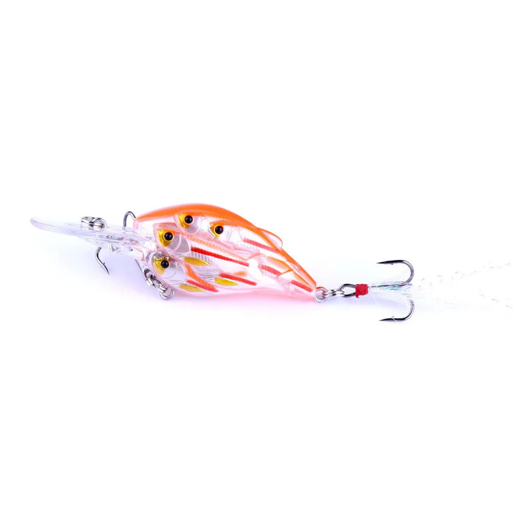 Fish feather hard bait fishing lure with 6# hook showing colour options for sea fishing