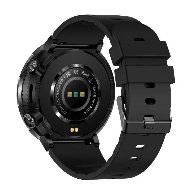 T30 Smart Watch with black silicone strap showing time and heart rate on its IPS screen.