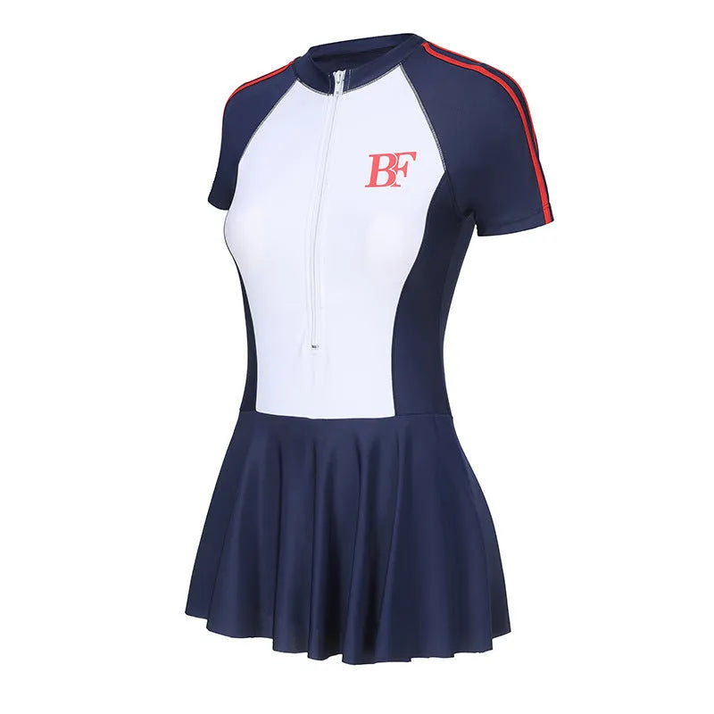 Conservative one-piece swimsuit for sports with highly elastic material in colour options E92 and E93