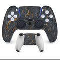 PS5 controller with front and back anti-scratch protector stickers applied, showing micro-frosted texture.
