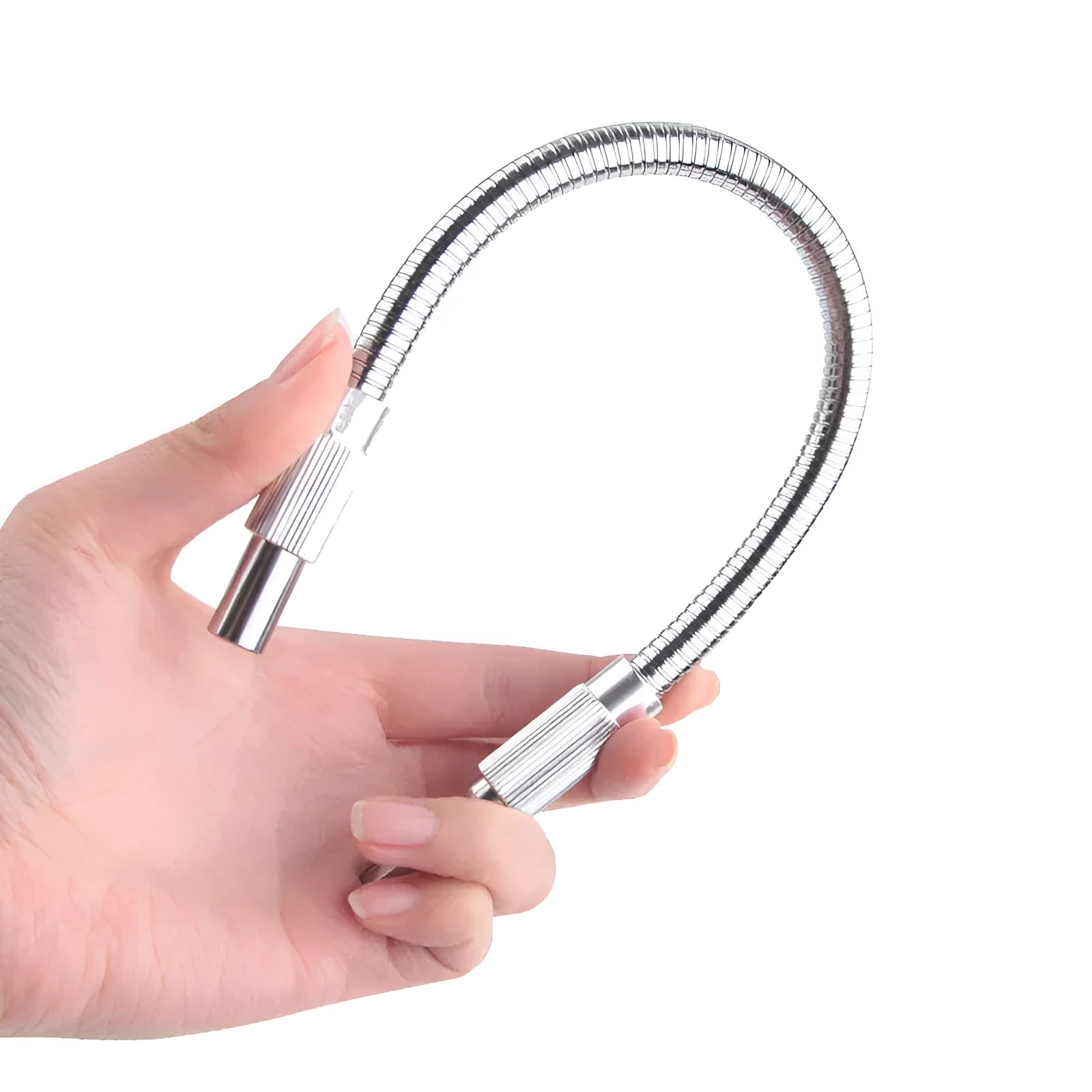 Silver metal flexible shaft attachment for cordless drills with 6.35mm shank diameter