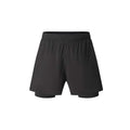 Men's black double-layer running shorts with a built-in liner for fitness training
