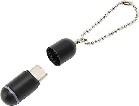 Black capsule infrared remote control for smartphones with Lightning, Type-C and Micro-USB compatibility