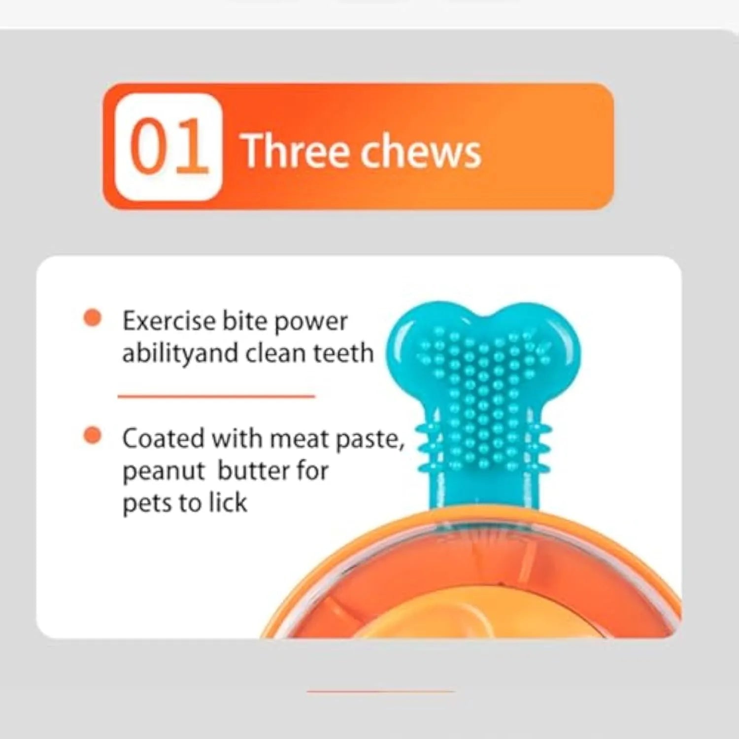 Interactive dog chew toy with treat dispenser and rubber bones for small and medium puppies