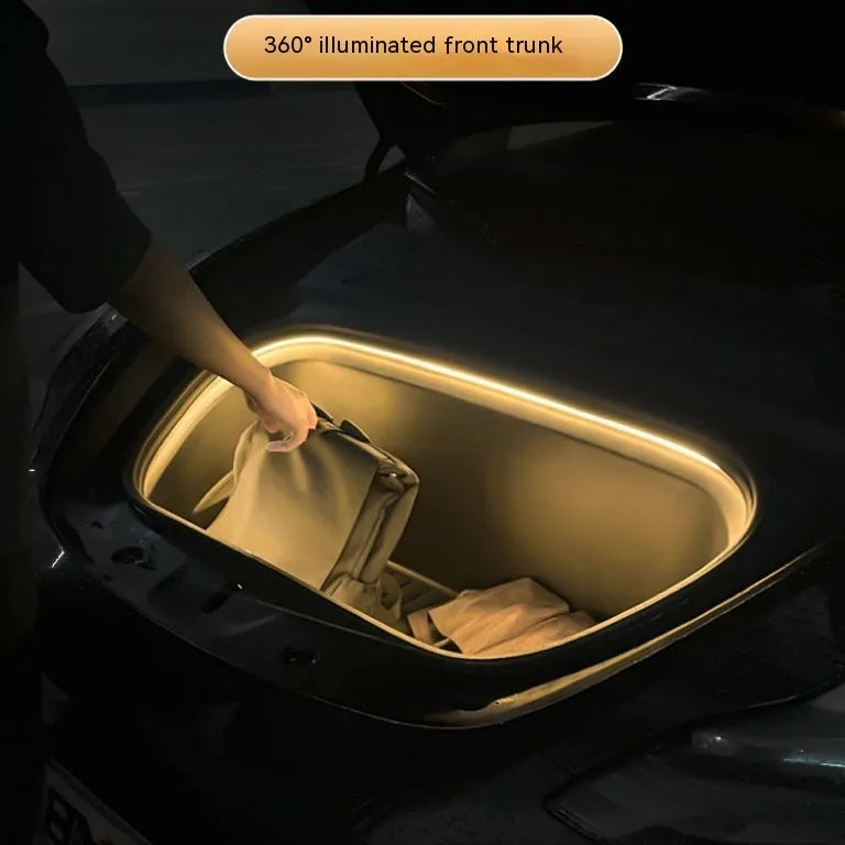 Tesla Model 3/Y front backup box ambience lighting kit with soft silicone light bar in three colour options