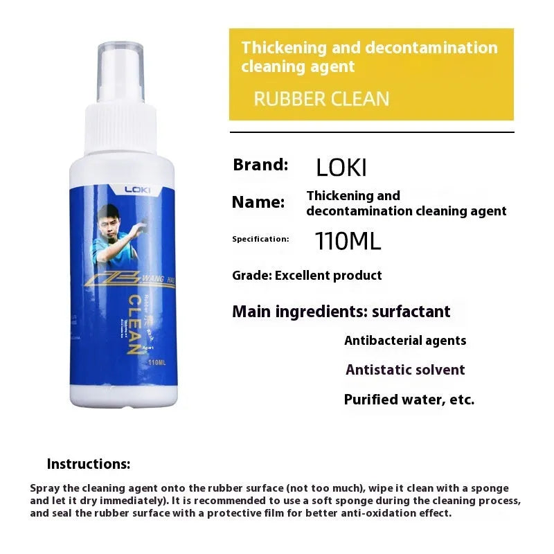 110ml bottle of table tennis rubber cleaning liquid with a sponge applicator.